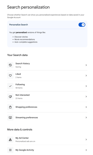 personalizacja w Google